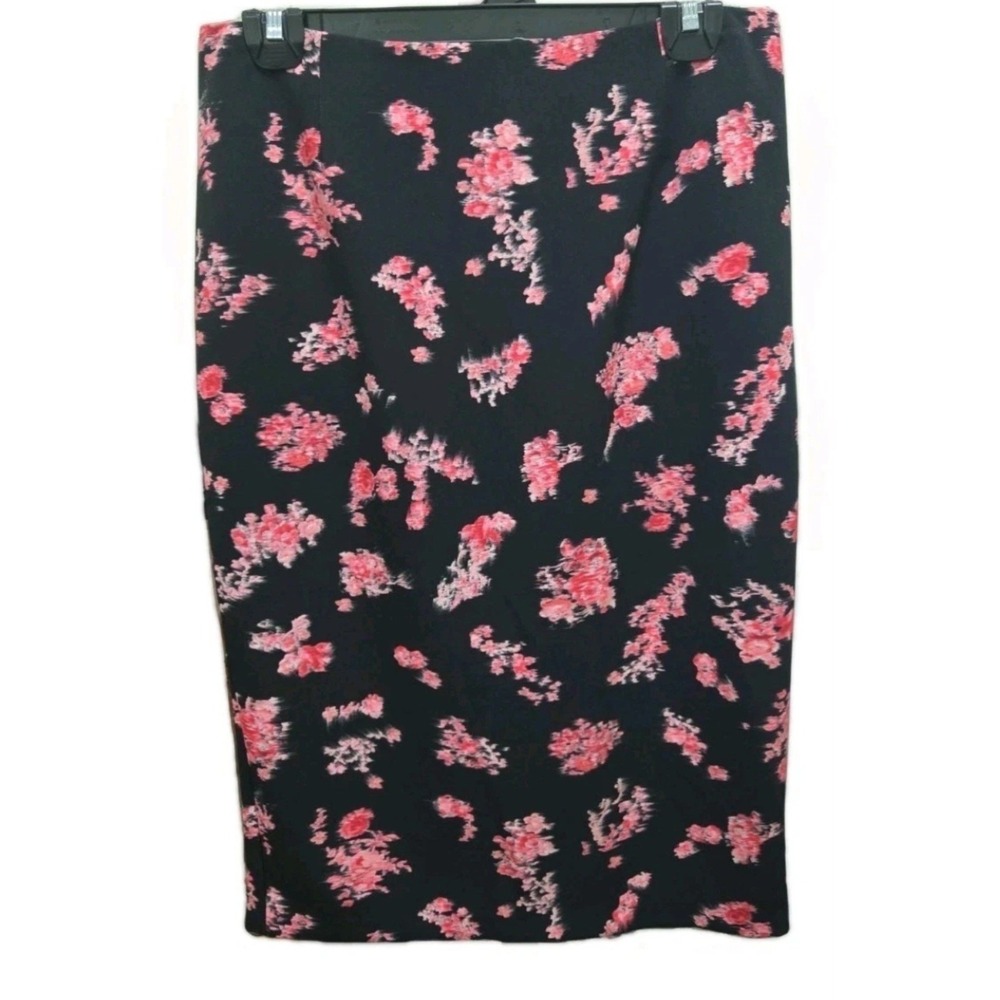 Pinko Jami 3 Gonna Floral Pencil Skirt Black Pink Red Cady US 8